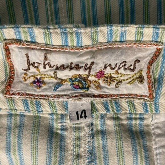 Johnny Was Striped Adjustable Drawstring Balloon Skirt Size 14 | Cotton Blend - Picture 12 of 16